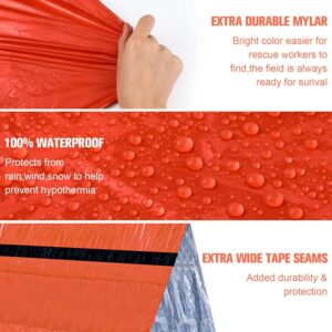 8 Pcs Ultralight Survival Tent 2 Person Emergency Shelter Tube Tent Waterproof Emergency Tent Emergency Survival Shelter Windproof Survival Tarp with Paracord for Outdoor Survival Kits, Orange