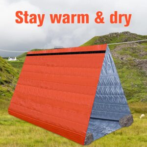 8 Pcs Ultralight Survival Tent 2 Person Emergency Shelter Tube Tent Waterproof Emergency Tent Emergency Survival Shelter Windproof Survival Tarp with Paracord for Outdoor Survival Kits, Orange