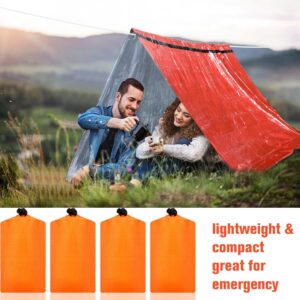 8 Pcs Ultralight Survival Tent 2 Person Emergency Shelter Tube Tent Waterproof Emergency Tent Emergency Survival Shelter Windproof Survival Tarp with Paracord for Outdoor Survival Kits, Orange