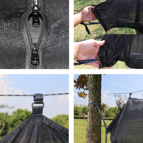 Hammock Bug Net - 12' Hammock Mosquito Net Fits All Camping Hammocks, Compact, Lightweight and Fast Easy Set Up, Security from Bugs and Mosquitoes, Essential Camping and Survival Gear (Black) - Image 3