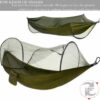 Hammocks for Outside with Mosquito Net,Camping Hammock Lightweight Portable Parachute 2 Person Outdoor Hammock for Indoor Backpacking Survival Travel Patio Army Green - Image 2