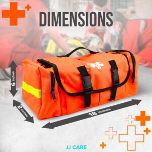 JJ CARE Trauma Bag 250PCS First Responder Kit, EMT Bag with Padded Strap, Reflective Medical Bag Fully Stocked, Multiple Pockets EMS EMT Bags Fully Stocked, First Aid Trauma Bags Fully Stocked