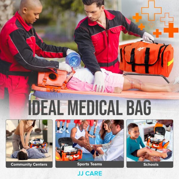 JJ CARE Trauma Bag 250PCS First Responder Kit, EMT Bag with Padded Strap, Reflective Medical Bag Fully Stocked, Multiple Pockets EMS EMT Bags Fully Stocked, First Aid Trauma Bags Fully Stocked - Image 7