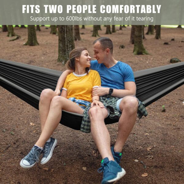 KINFAYV Camping Hammock with Mosquito Net and Rain Fly - Portable Double Hammock with Bug Net and Tent Tarp Heavy Duty Tree Strap, Hammock Tent for Travel Camping Backpacking Hiking Outdoor Camp Black - Image 3