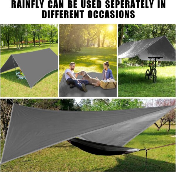 KINFAYV Camping Hammock with Mosquito Net and Rain Fly - Portable Double Hammock with Bug Net and Tent Tarp Heavy Duty Tree Strap, Hammock Tent for Travel Camping Backpacking Hiking Outdoor Camp Black - Image 4