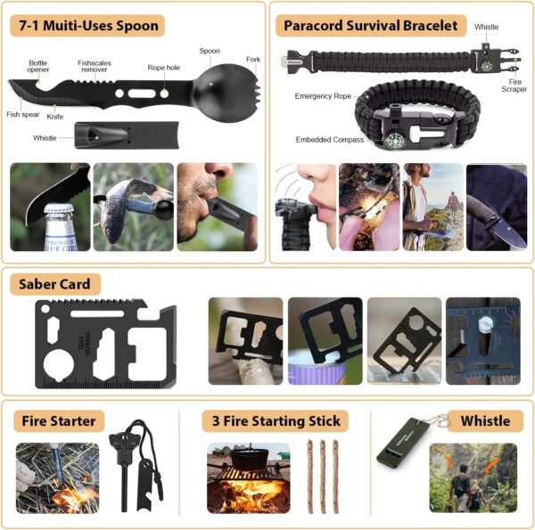 Survival Kit, 250Pcs Survival Gear First Aid Kit with Molle System Compatible Bag and Emergency Tent, Emergency Kit for Earthquake, Outdoor Adventure, Hiking, Hunting, Gifts for Men Women - Image 5