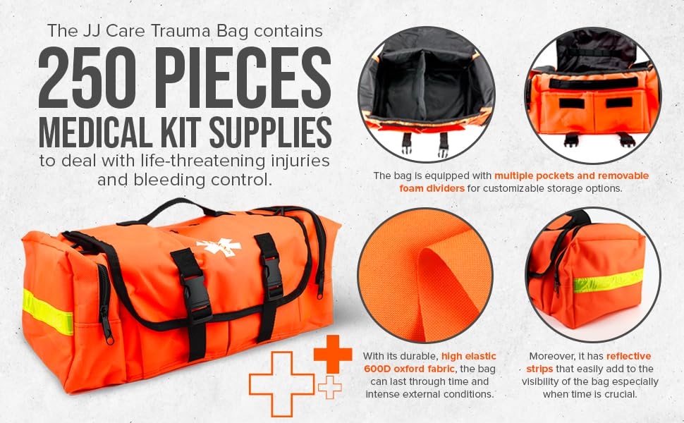 emt bag, trauma bag, ems bags, first responder first aid kit,fully stocked first responder bag 