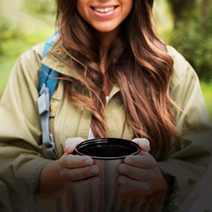 Woman holding mug