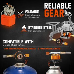 Smokey Camp Camping Cookware Mess Kit Set with Stove - Backpacking Compact Camping Cookware, All in One Non-Stick Camping Cooking Set, Portable Stove, Hiking, Picnic, Outdoor & Camping Cookware Set