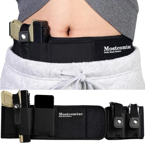 Belly Band Holster for Concealed Carry - Gun Holsters for Men Women, Waist Holster for Pistols, Fit Glock, Ruger Lcp, S&W M&P 40 Shield Bodyguard, Sig Sauer, Beretta, 1911, Etc