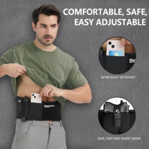 Belly Band Holster for Concealed Carry - Gun Holsters for Men Women, Waist Holster for Pistols, Fit Glock, Ruger Lcp, S&W M&P 40 Shield Bodyguard, Sig Sauer, Beretta, 1911, Etc