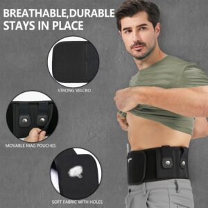 Belly Band Holster for Concealed Carry - Gun Holsters for Men Women, Waist Holster for Pistols, Fit Glock, Ruger Lcp, S&W M&P 40 Shield Bodyguard, Sig Sauer, Beretta, 1911, Etc