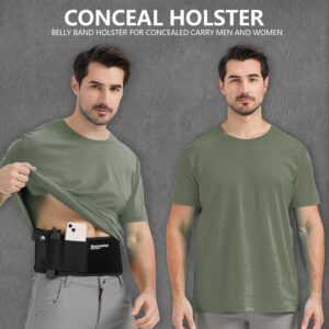 Belly Band Holster for Concealed Carry - Gun Holsters for Men Women, Waist Holster for Pistols, Fit Glock, Ruger Lcp, S&W M&P 40 Shield Bodyguard, Sig Sauer, Beretta, 1911, Etc