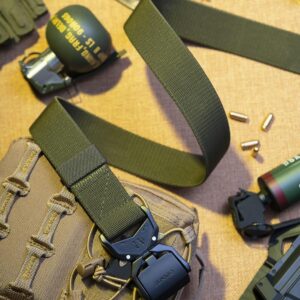 JUKMO Tactical Belt, Military Hiking Rigger 1.5" Nylon Web Work Belt with Heavy Duty Quick Release Buckle