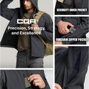 CQR Men's Winter Tactical Military Jackets, Lightweight Water Resistant Fleece Lined Softshell Hunting Jacket w Hoodie