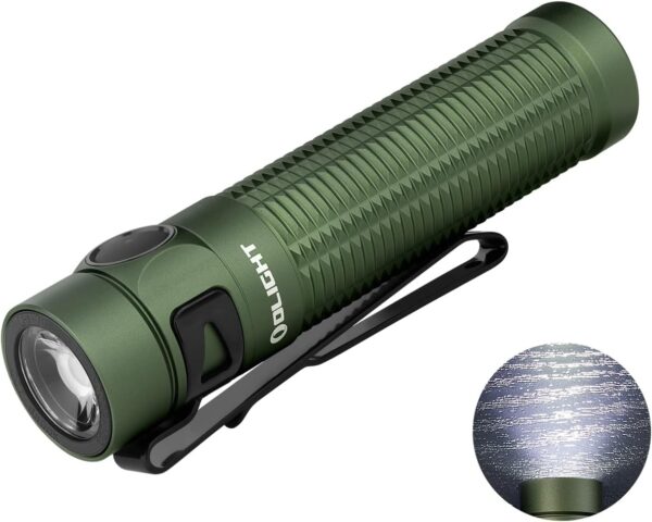 OLIGHT Baton3 Pro Rechargeable Flashlights, 1500 Lumens EDC Flashlight with MCC3, Compact Pocket Flashlight with L-Shape Stand and High-Performance LED for Camping and Emergency (OD Green Cool White)