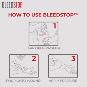 BleedStop™ First Aid Powder for Blood Clotting, Trauma Kit, Blood Thinner Patients, Camping Safety, and Survival Equipment for Moderate to Severe Bleeding Wounds or Nosebleeds - 4 (15g) Pouches