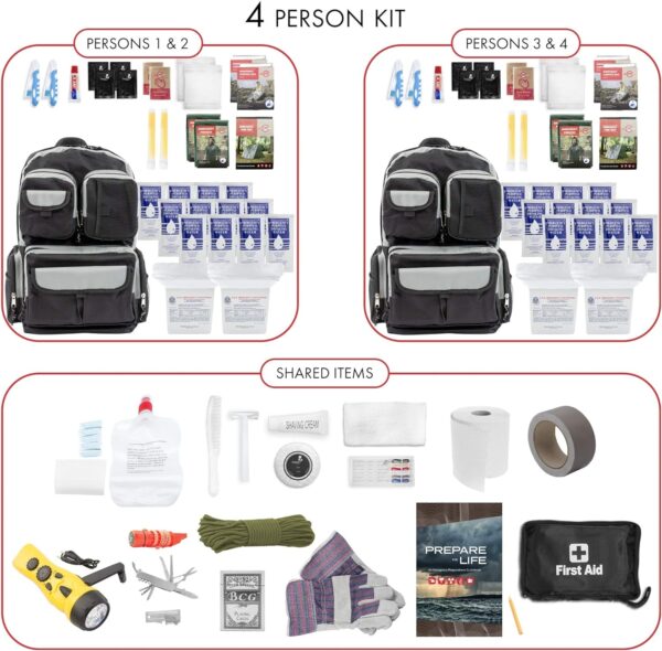 Emergency Zone Urban Survival Bug Out Bag - 4 Person | Bugout Backpack Survival Kit w/Emergency Food Supply, Survival Gear and Supplies for Disasters - Image 2