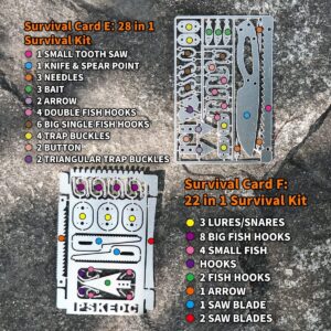 PSKOOK 12 Pcs Survival Multitool Card Emergency Camping Tool EDC Kit in Your Wallet Outdoor Hunting Fishing Hiking Gear