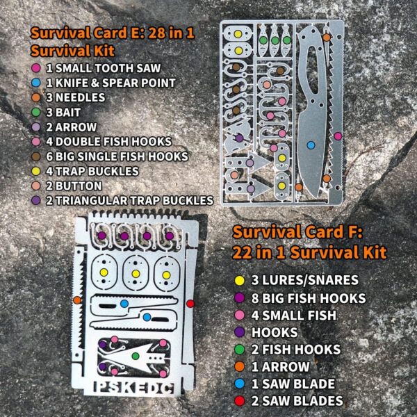 PSKOOK 12 Pcs Survival Multitool Card Emergency Camping Tool EDC Kit in Your Wallet Outdoor Hunting Fishing Hiking Gear - Image 4