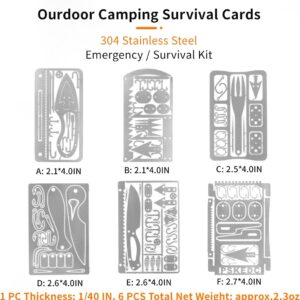 PSKOOK 12 Pcs Survival Multitool Card Emergency Camping Tool EDC Kit in Your Wallet Outdoor Hunting Fishing Hiking Gear