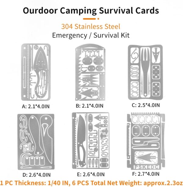 PSKOOK 12 Pcs Survival Multitool Card Emergency Camping Tool EDC Kit in Your Wallet Outdoor Hunting Fishing Hiking Gear - Image 5