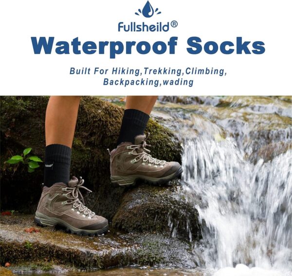 Men’s Waterproof Hiking Socks, Unisex Breathable Outdoor Athletic Hiking Wading Trail Running Skiing Crew Socks - Image 3