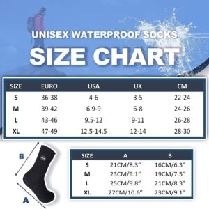 Men’s Waterproof Hiking Socks, Unisex Breathable Outdoor Athletic Hiking Wading Trail Running Skiing Crew Socks