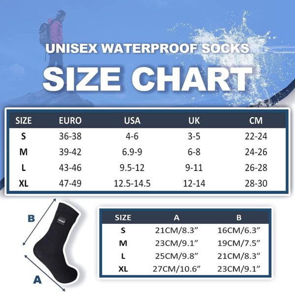 Men’s Waterproof Hiking Socks, Unisex Breathable Outdoor Athletic Hiking Wading Trail Running Skiing Crew Socks - Image 4