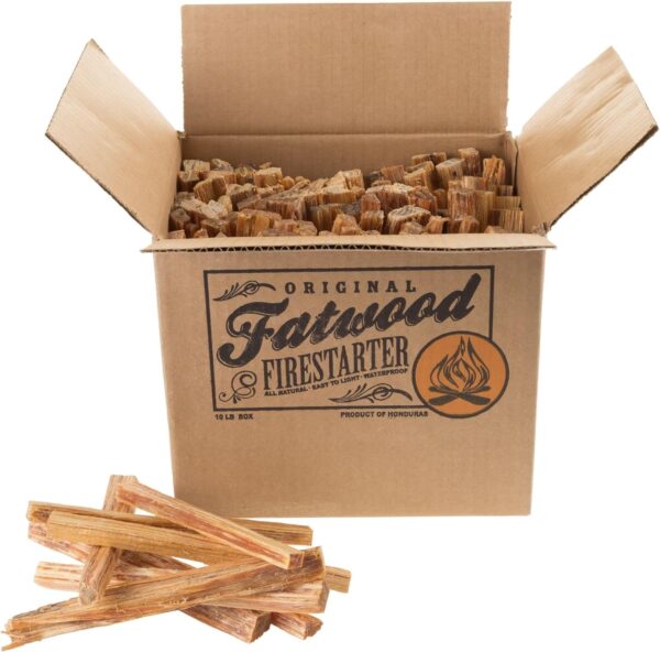 Fatwood Pine Wood Fire Sticks - 10lb Box of Indoor or Outdoor Fire Starters for Campfires, Grills, Wood Stoves, Firepits, or Fireplaces by Pure Garden