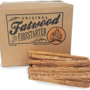 Fatwood Pine Wood Fire Sticks - 10lb Box of Indoor or Outdoor Fire Starters for Campfires, Grills, Wood Stoves, Firepits, or Fireplaces by Pure Garden