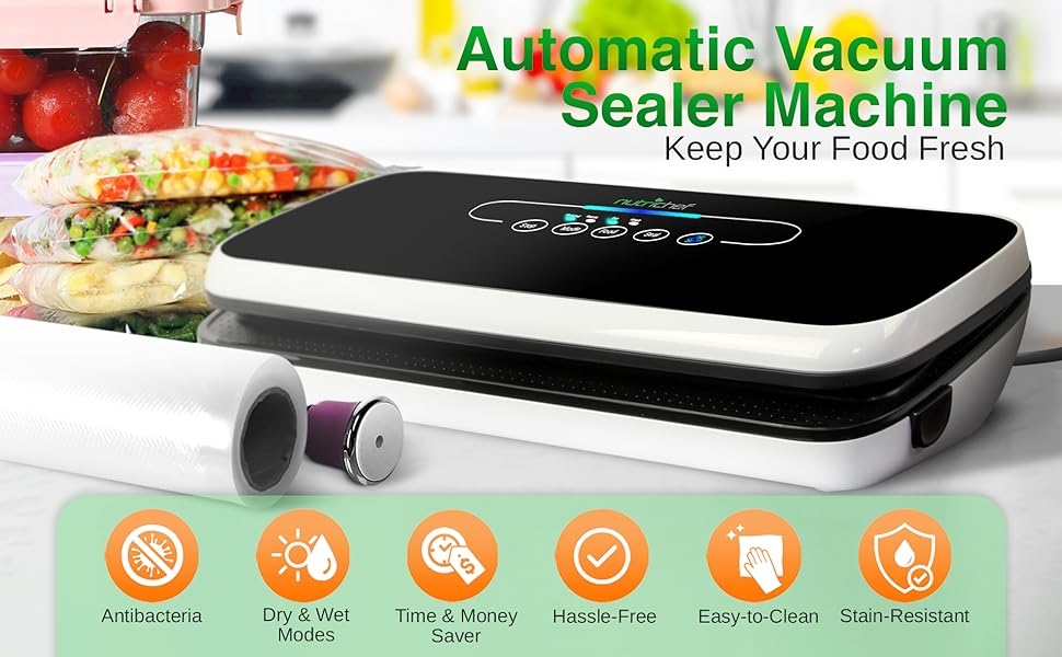 NutriChef;Automatic;Vacuum;Air;Sealing;System;Preservation;StarterKit;CompactDesign;Compact;Sealer