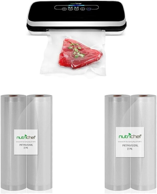 NutriChef Automatic Vacuum Air Sealing System Preservation with Starter Kit Compact Design, Lab Tested, Dry & Moist Food Modes with Led Indicator Lights, 12", Black - Image 31