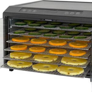 Excalibur Electric Food Dehydrator Performance Series 6-Tray with Adjustable Temperature Control Includes Stainless Steel Drying Trays Glass Door Top View Window and LED Display Progress Bar, Black