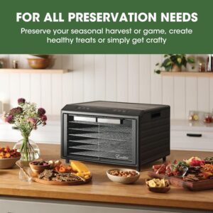 Excalibur Electric Food Dehydrator Performance Series 6-Tray with Adjustable Temperature Control Includes Stainless Steel Drying Trays Glass Door Top View Window and LED Display Progress Bar, Black