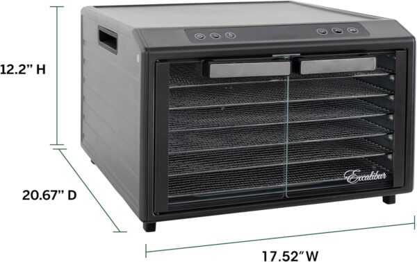 Excalibur Electric Food Dehydrator Performance Series 6-Tray with Adjustable Temperature Control Includes Stainless Steel Drying Trays Glass Door Top View Window and LED Display Progress Bar, Black - Image 21