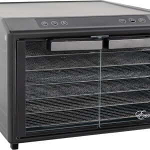 Excalibur Electric Food Dehydrator Performance Series 6-Tray with Adjustable Temperature Control Includes Stainless Steel Drying Trays Glass Door Top View Window and LED Display Progress Bar, Black