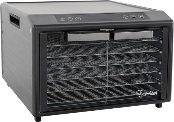 Excalibur Electric Food Dehydrator Performance Series 6-Tray with Adjustable Temperature Control Includes Stainless Steel Drying Trays Glass Door Top View Window and LED Display Progress Bar, Black - Image 22