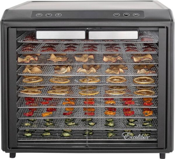 Excalibur Electric Food Dehydrator Performance Series 6-Tray with Adjustable Temperature Control Includes Stainless Steel Drying Trays Glass Door Top View Window and LED Display Progress Bar, Black - Image 33