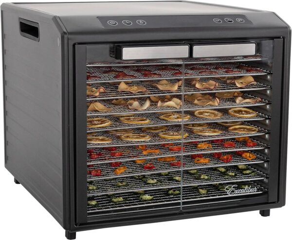 Excalibur Electric Food Dehydrator Performance Series 6-Tray with Adjustable Temperature Control Includes Stainless Steel Drying Trays Glass Door Top View Window and LED Display Progress Bar, Black - Image 35