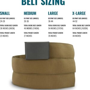 WAZOO Cache Belt, Anti-Theft Everyday Carry Belt for Travel and Outdoors - Stainless-Steel Buckle, Hidden Sleeve, Made in USA