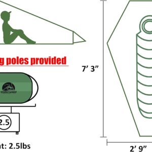 1 Person Trekking Pole Tent for Backpacking (Trekking Poles not included)