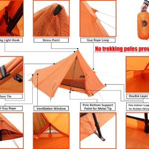 1 Person Trekking Pole Tent for Backpacking (Trekking Poles not included)