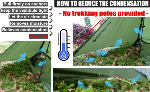 1 Person Trekking Pole Tent for Backpacking (Trekking Poles not included) - Image 7