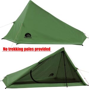 1 Person Trekking Pole Tent for Backpacking (Trekking Poles not included)