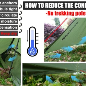 1 Person Trekking Pole Tent for Backpacking (Trekking Poles not included)