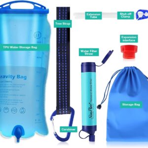 SimPure Gravity Water Filter, Portable Gravity-Fed Water Purifier with 3L Gravity Bag, Tree Strap, BPA Free Survival Gear and Equipment for Camping Hiking Emergency Preparedness