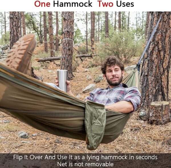 Hammock Camping with Rain Fly Tarp and Net, Portable Camping Hammock Double Tree Hammock Outdoor Indoor Backpacking Travel & Survival, 2 Tree Straps,100% Waterproof - Image 13