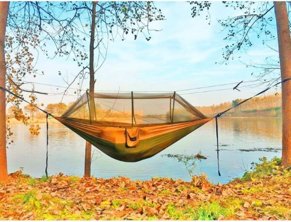 Camping Hammock, Portable Double Hammock with Net, 2 Person Hammock Tent with 2 * 10ft Straps, Best for Outdoor Hiking Survival Travel - Image 4