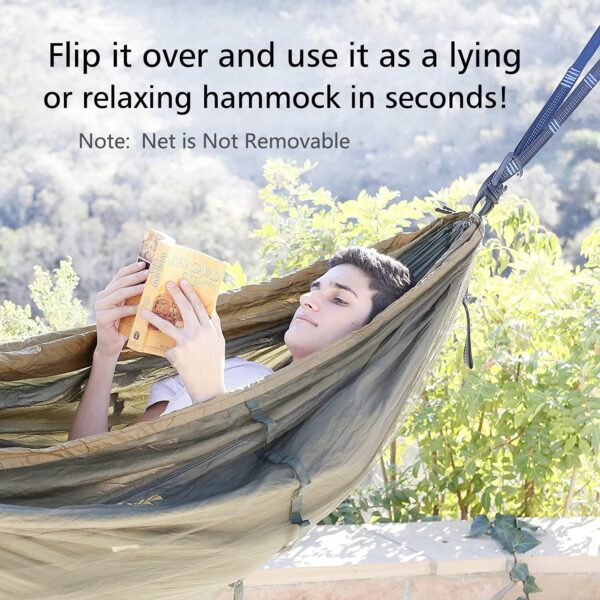 Camping Hammock, Portable Double Hammock with Net, 2 Person Hammock Tent with 2 * 10ft Straps, Best for Outdoor Hiking Survival Travel - Image 6